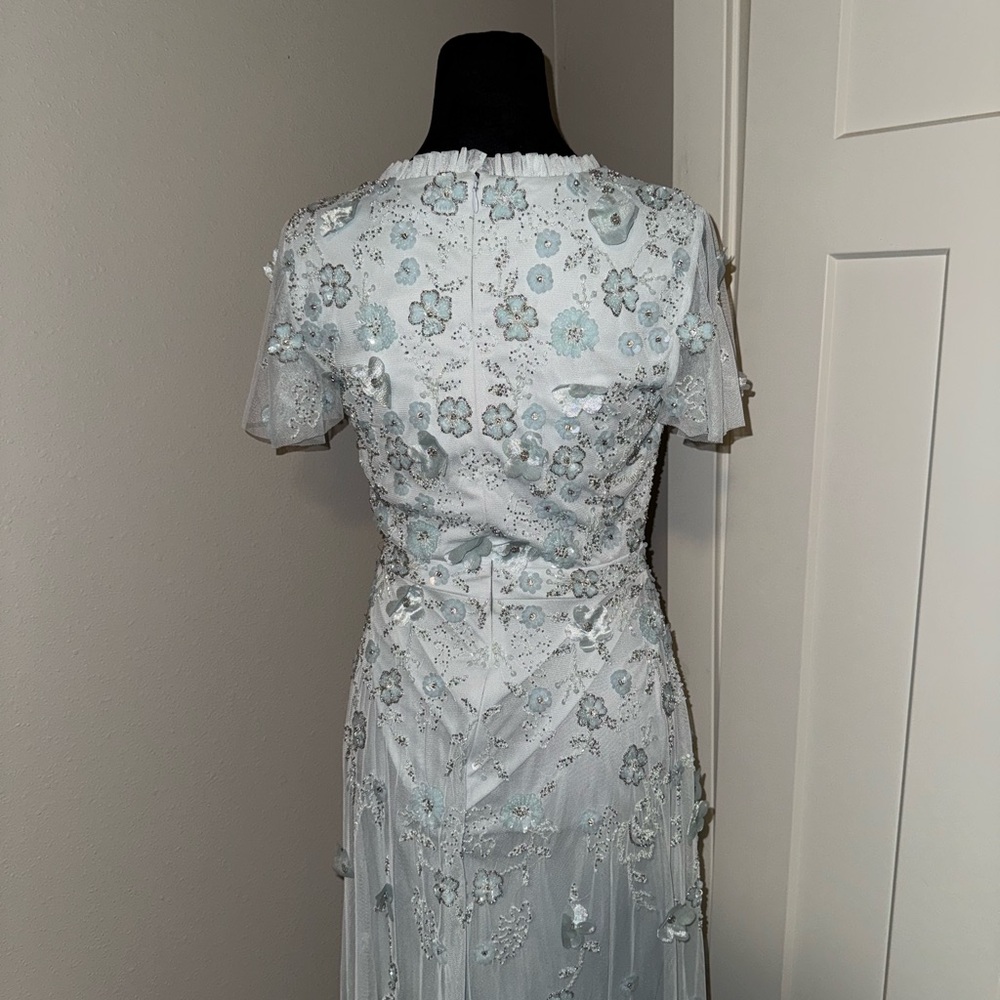 New | MAC DUGGAL
Blue Embellished High Neck Cap Sleeve A Line Dress | 9212 | 2 - Picture 6 of 10